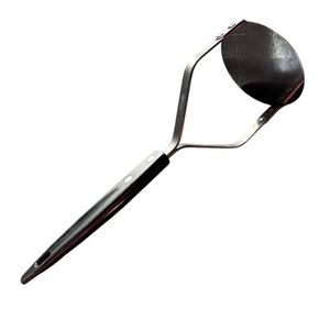 Vintage Potato‎ Masher Flat Solid Stainless Steel Base Black Handle Made In USA